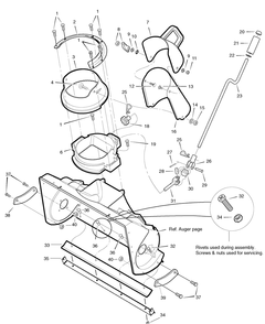 Chute System Diagram and Parts List for 6220540X85N-18-2812-28ES 2007 Briggs and Stratton Snow Blower